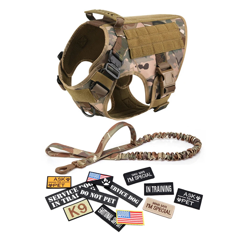 Equip your canine for focused training with the PETRAVELCN Military Large Dog Harness Vest Set.