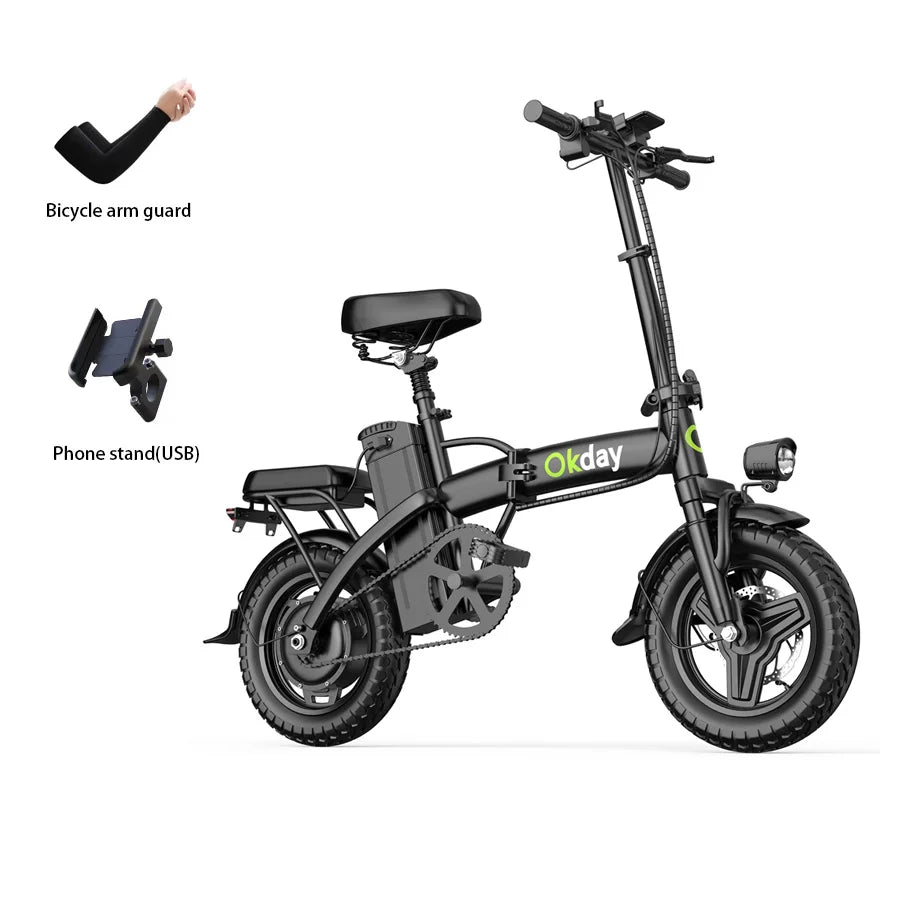 400W Foldable Electric Bike for Adults, 19 MPH, Long Range, 14" All-Terrain Tires, Dual Brakes, Portable Commuter E-Bike with Ca