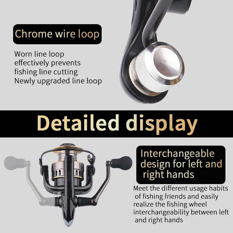 Two Hand Rotating Fishing Reel He1000 7000 Series Aluminum Alloy Left Right