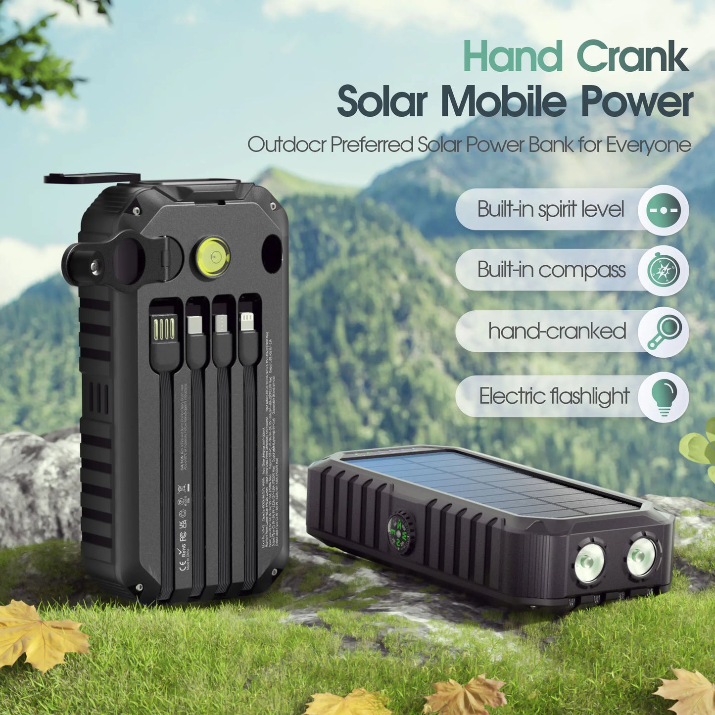 Power out or off the grid? This 40000mAh solar power bank keeps you charged on the go, with dependable power you can count on.