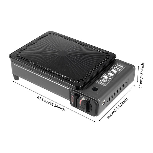 Bymaocar Portable Gas Grill Stove With Dual Inlets And Carrying Case