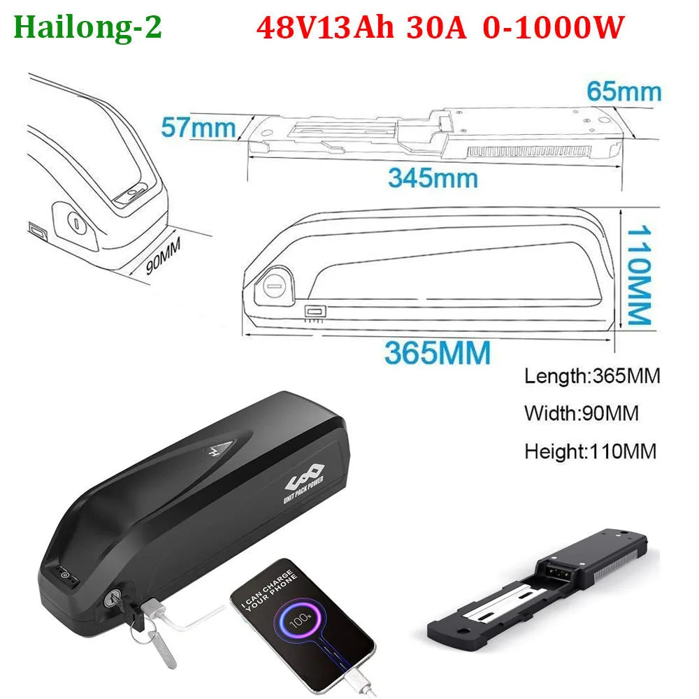 Unitpackpower Ebike Battery 52V 48V 24Ah 21700 18650 Pack For BBS02 BBS01 BBSHD