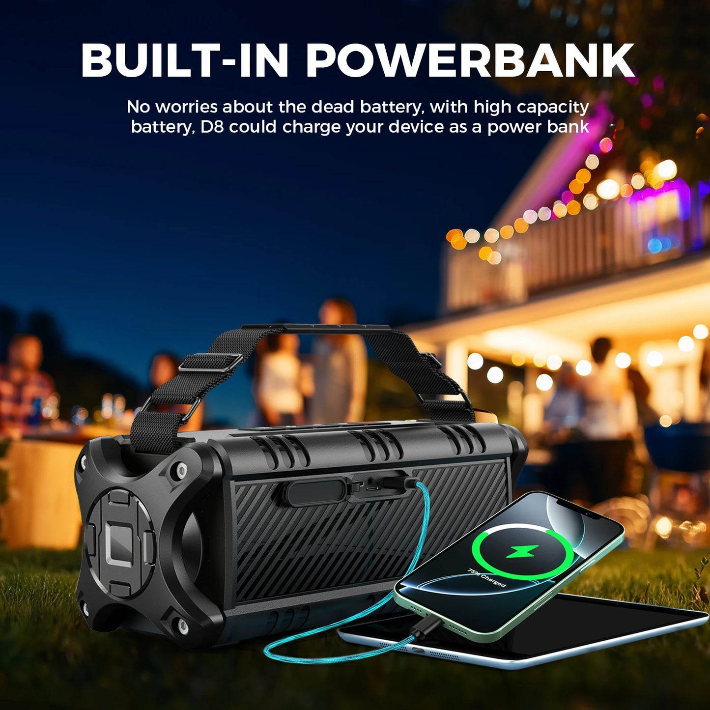 W King Bluetooth Speaker 90W Peak 50W RMS IPX6 Waterproof Outdoor Portable
