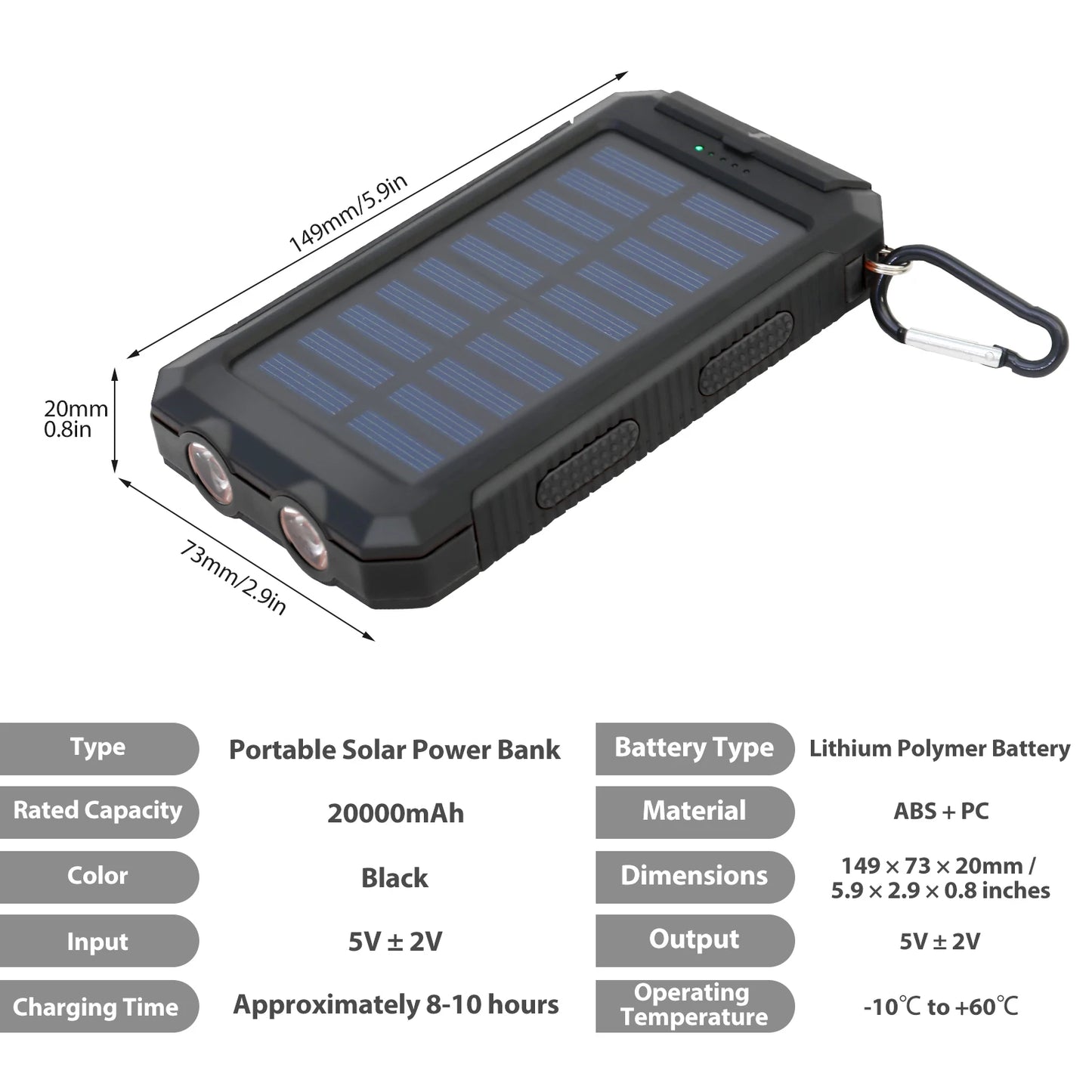 Power your adventures with a rugged 20000mAh solar charger built for off‑grid reliability.