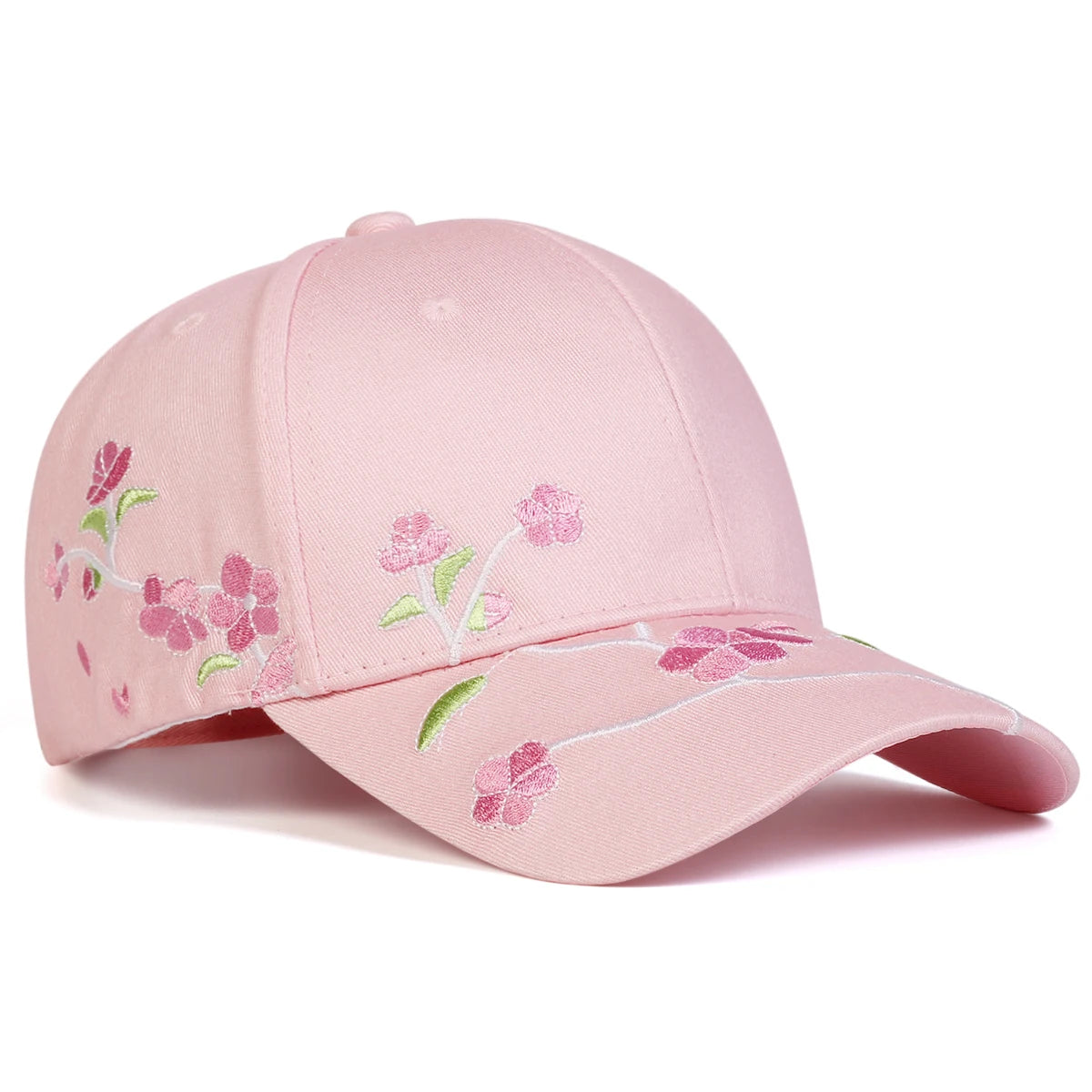 1piece Unisex Peach Blossom Embroidery Baseball Cap Outdoor Adjustable Sunscreen Leisure Hat Spring Autumn Travel Vacation