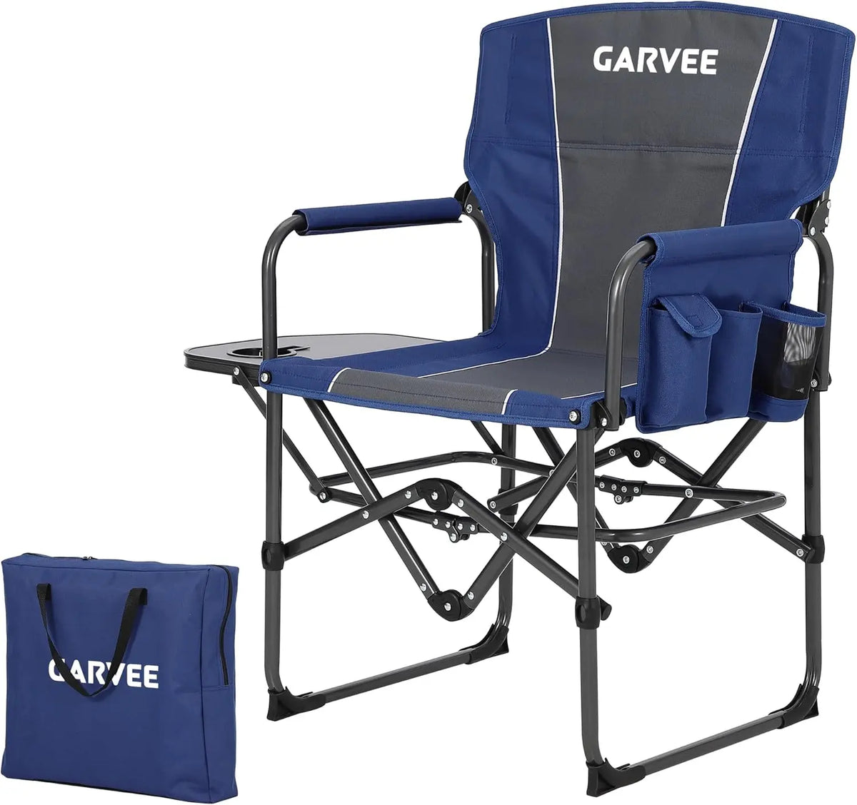 HiMISS 400 Lb Oversized Folding Directors Chair With Side Table