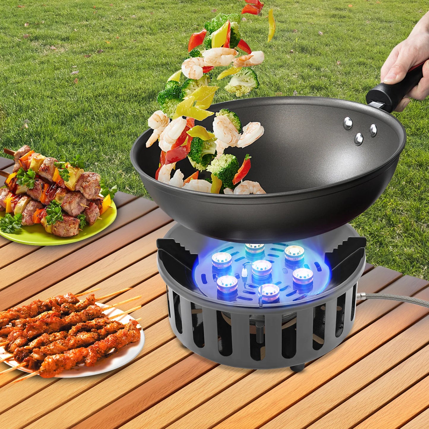 7 Core Camping Stove 21000W High Power Portable Gas Burner With Ignition