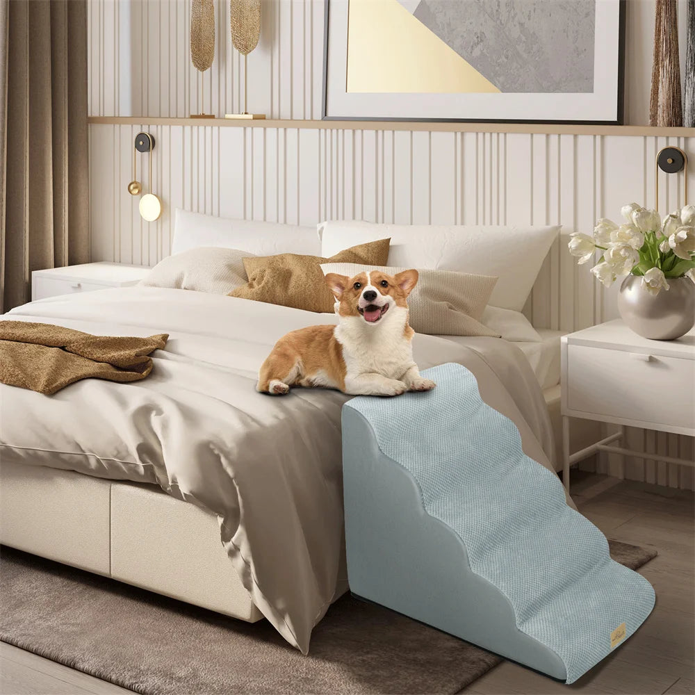 From NONEDog, this five-step dog ramp gives your pet easy, safe access to beds and sofas, plus reliable support, durable build, and pet-friendly comfort for daily use.