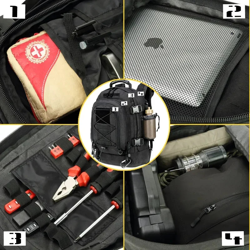 Q Extra Large 60 Liter Tactical Backpack For Men Women Waterproof Laptop Travel