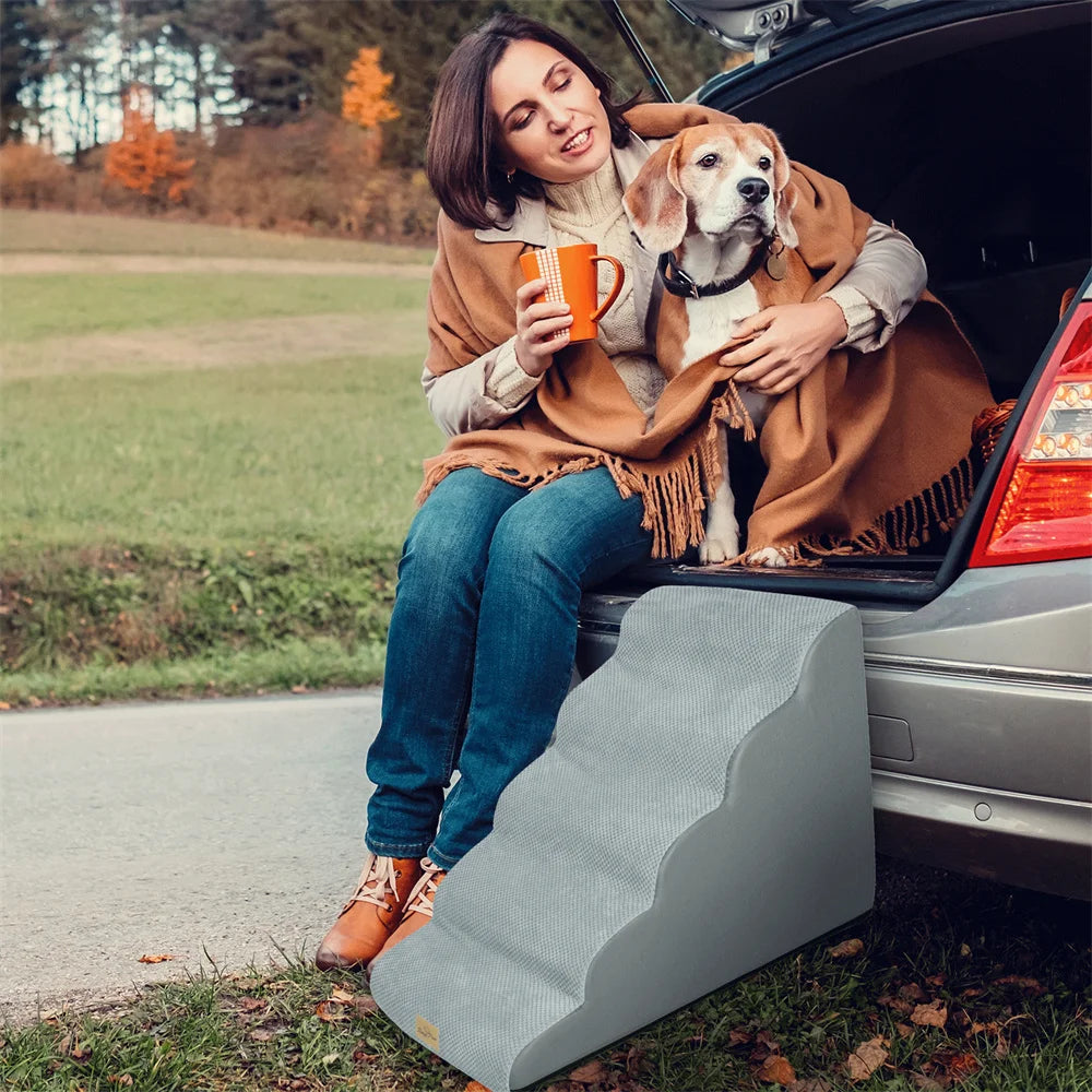 From NONEDog, this five-step dog ramp gives your pet easy, safe access to beds and sofas, plus reliable support, durable build, and pet-friendly comfort for daily use.
