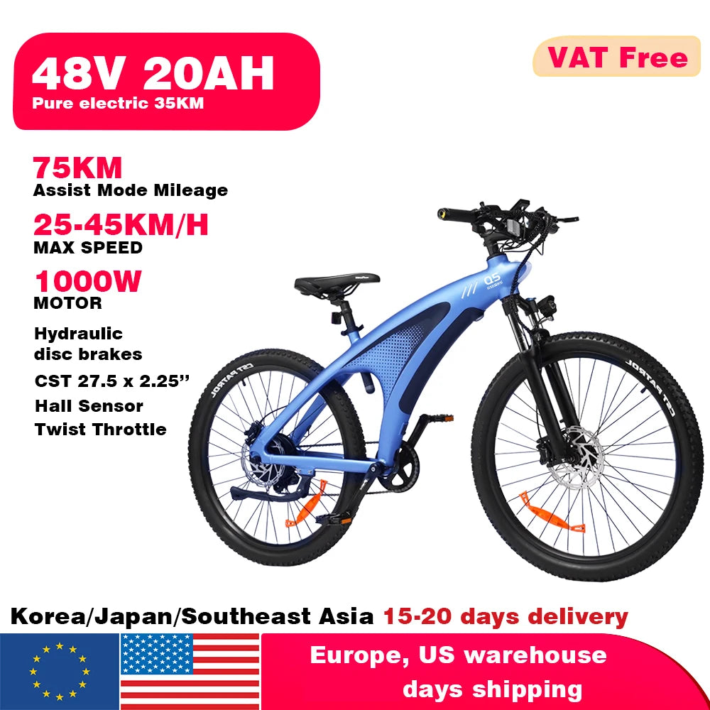 HX Q5 Ebikes 2000W Adults Electric Bike Bicycle 2000W 48V 20AH 27.5 Inch Off-Road Tire Electric E Bikes Mountain Ebike