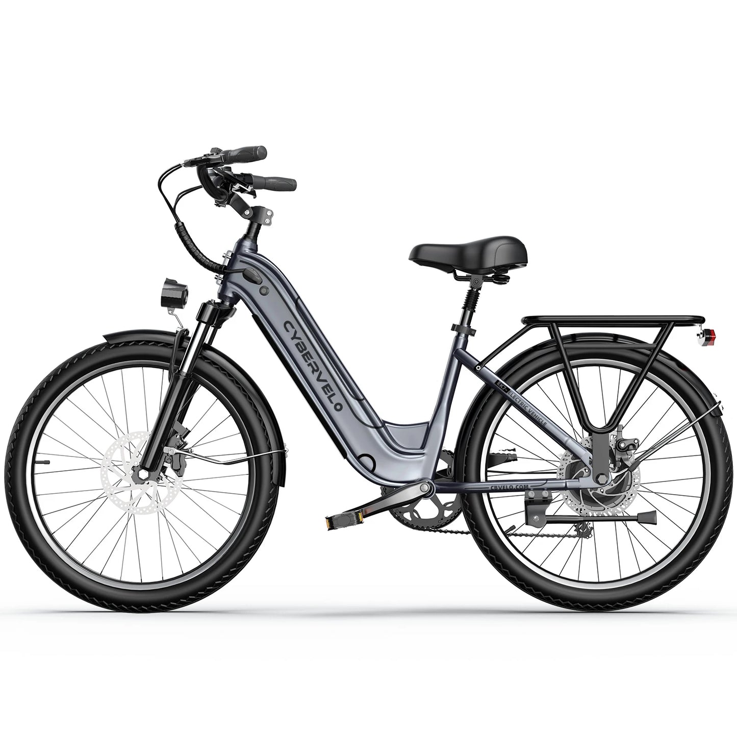 Cybervelo 26" Step-Thru Commuter, 1000W Peak 48V 25Ah Detachable Battery, Long Range 7-Speed Shift Electric Bike for Adult EK7