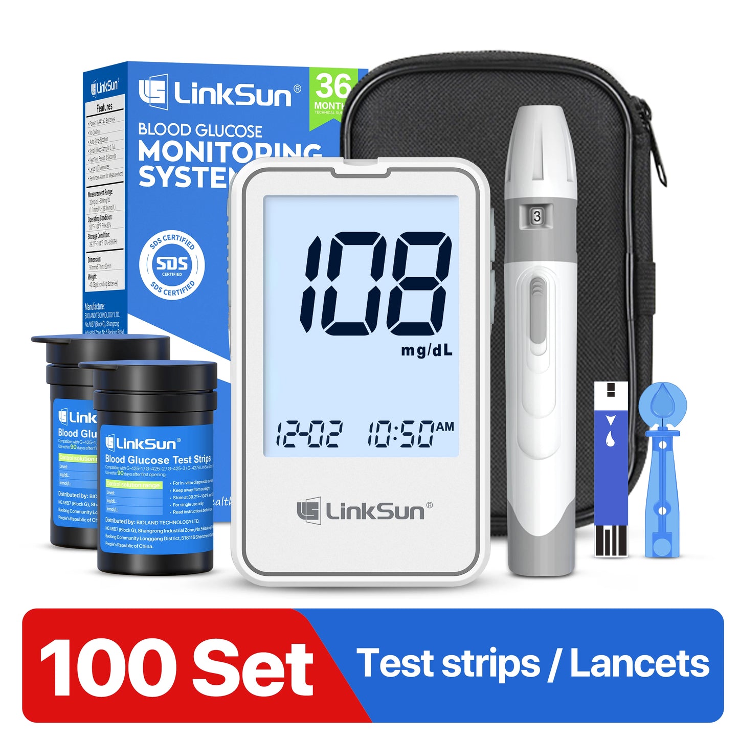 Introducing the Linksun G-425-2 Glucometer Kit, the all-in-one tool for reliable home diabetes testing.