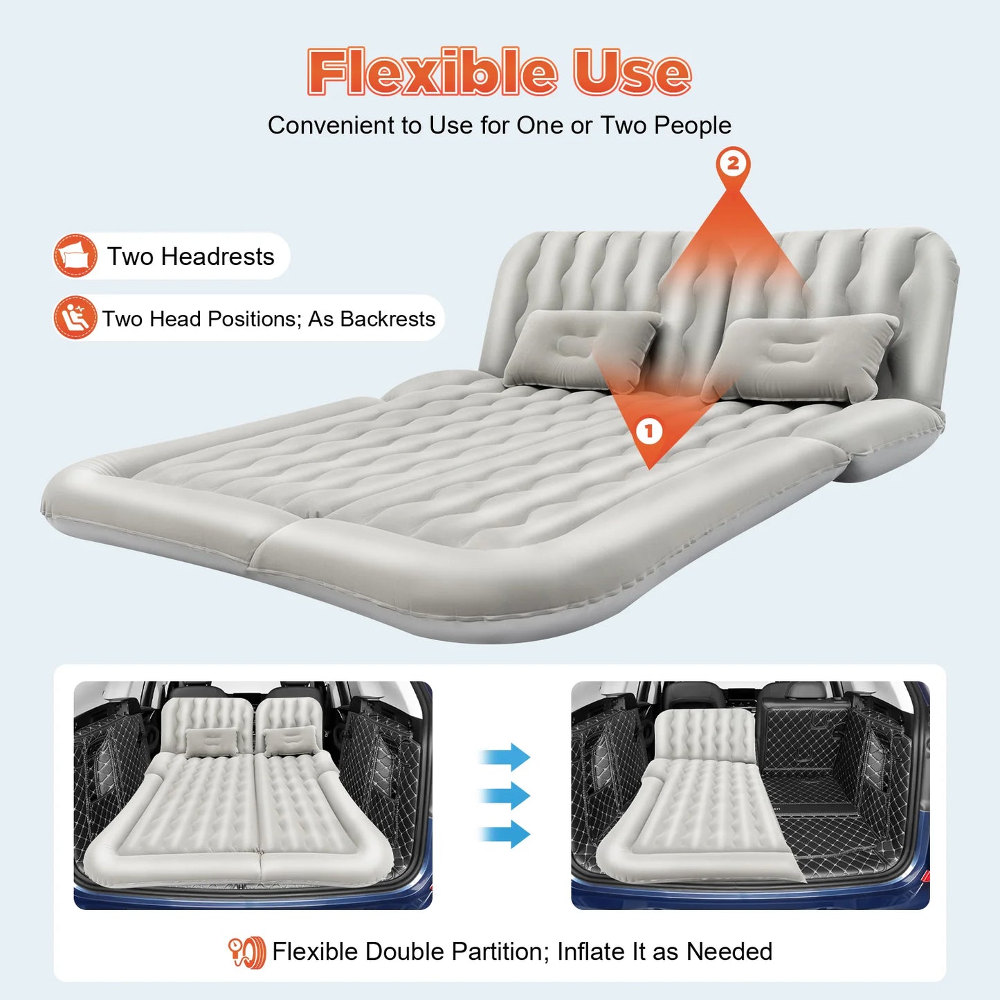 SUV Inflatable Car Mattress With Pump For Trunk And Back Seat