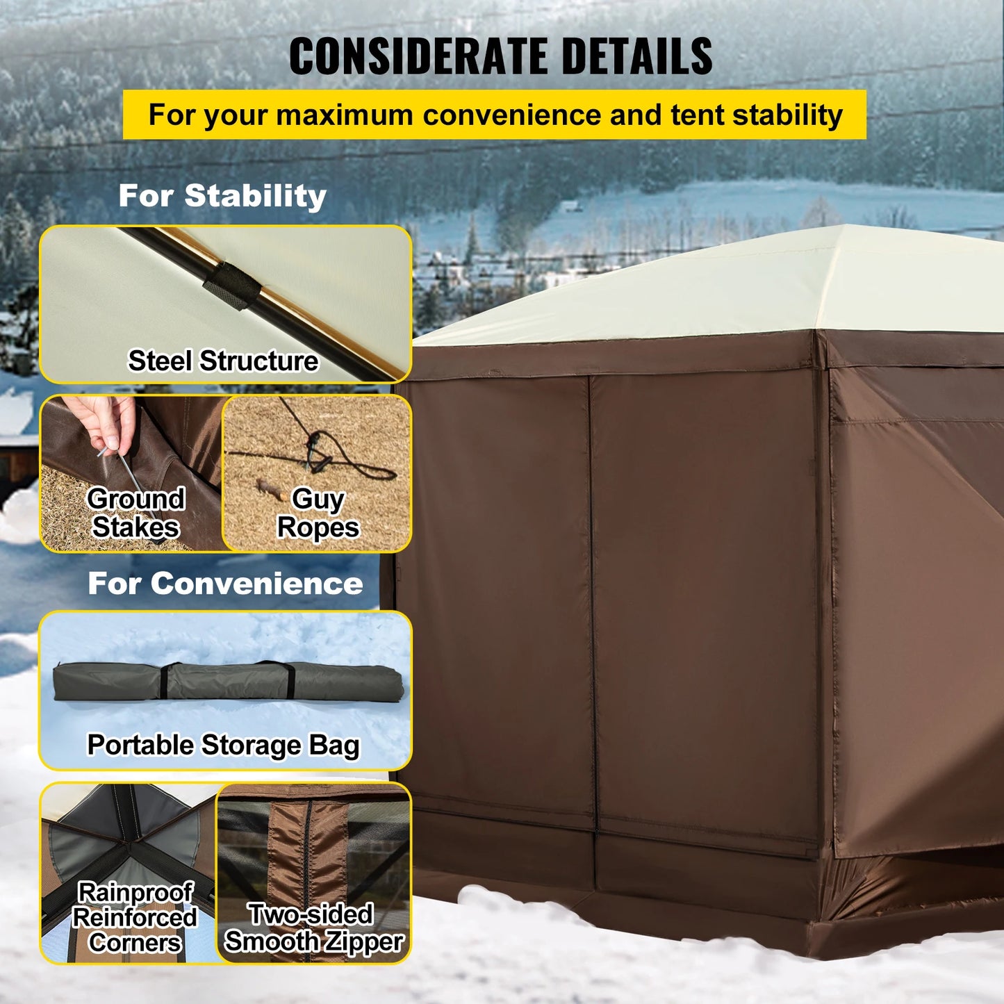 From SucceBuy, elevate your outdoor space with a durable, pop-up camping gazebo that blends shade, privacy, and breeze.
