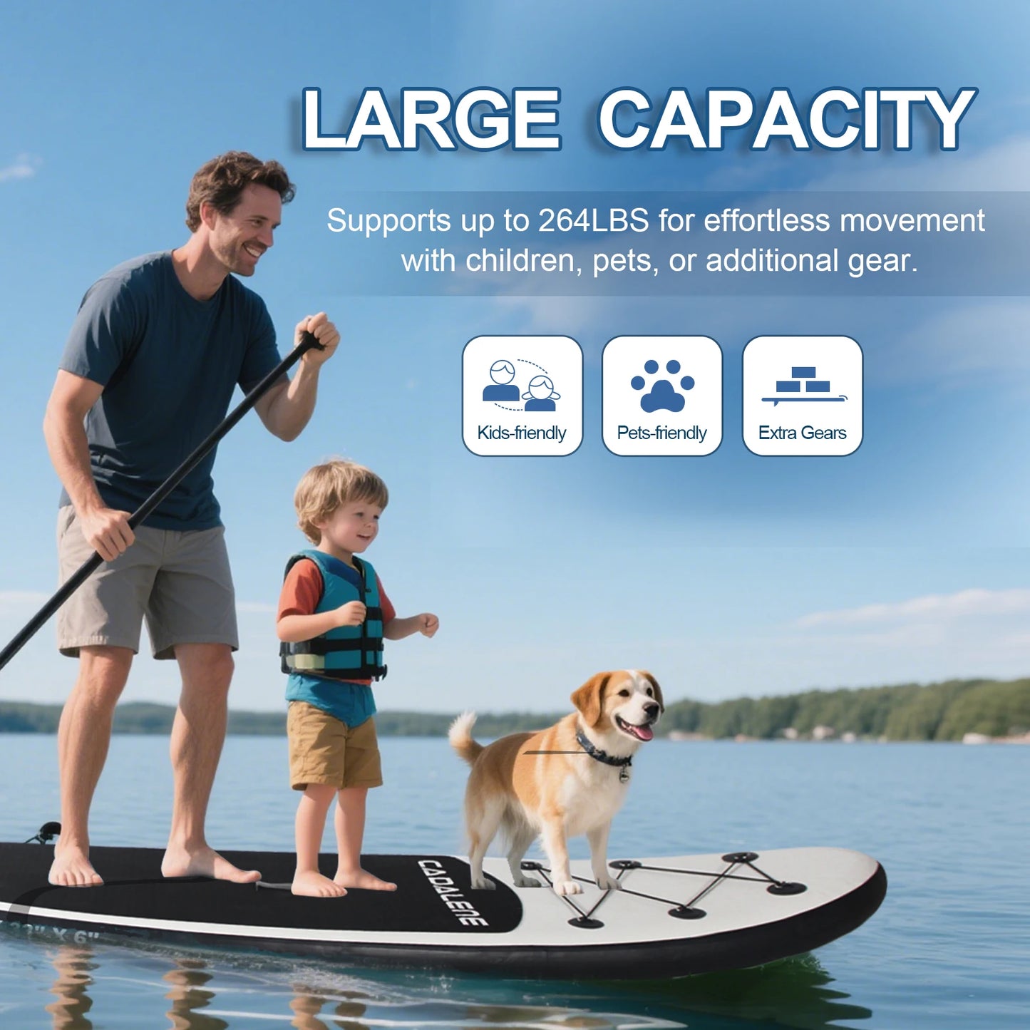 Meet the CADALENE inflatable SUP, your portable gateway to on the water adventures, designed for easy setup, stable rides, and endless summer memories.