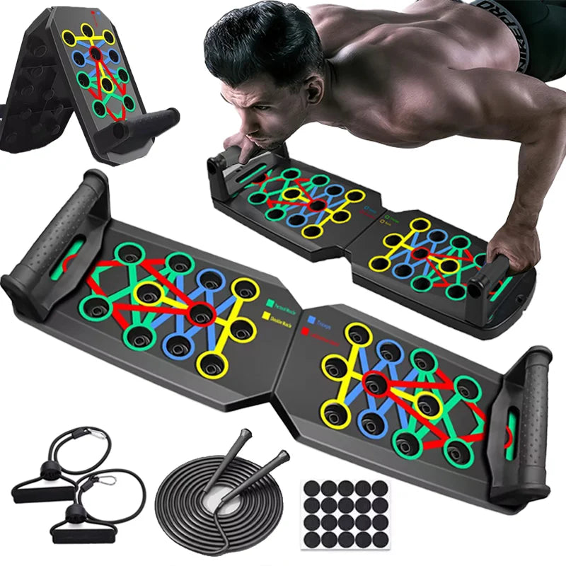 Unlock a versatile push-up board that makes every rep count, empowering your chest, core, and arm workouts whether you train at home, in the gym, or on the go.