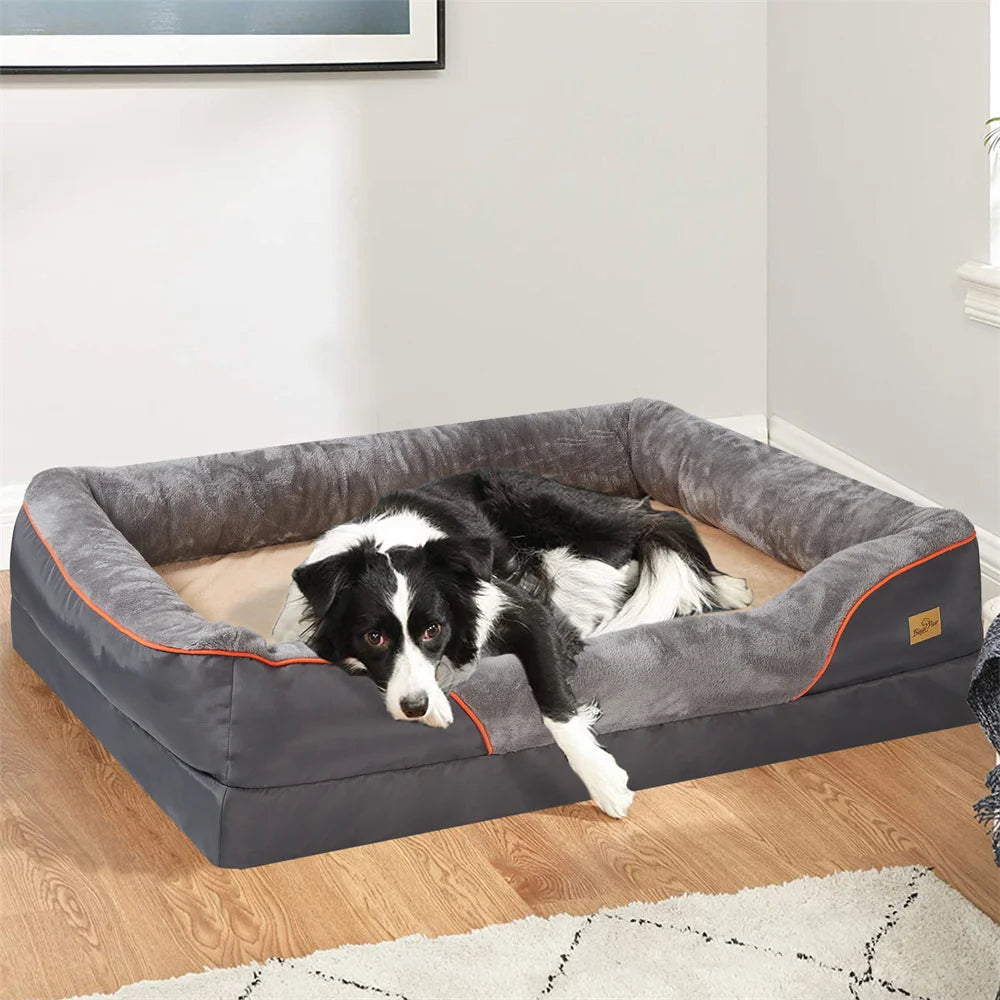 BORWARTCN Jumbo Orthopedic Memory Foam Dog Bed With Removable Cover Waterproof