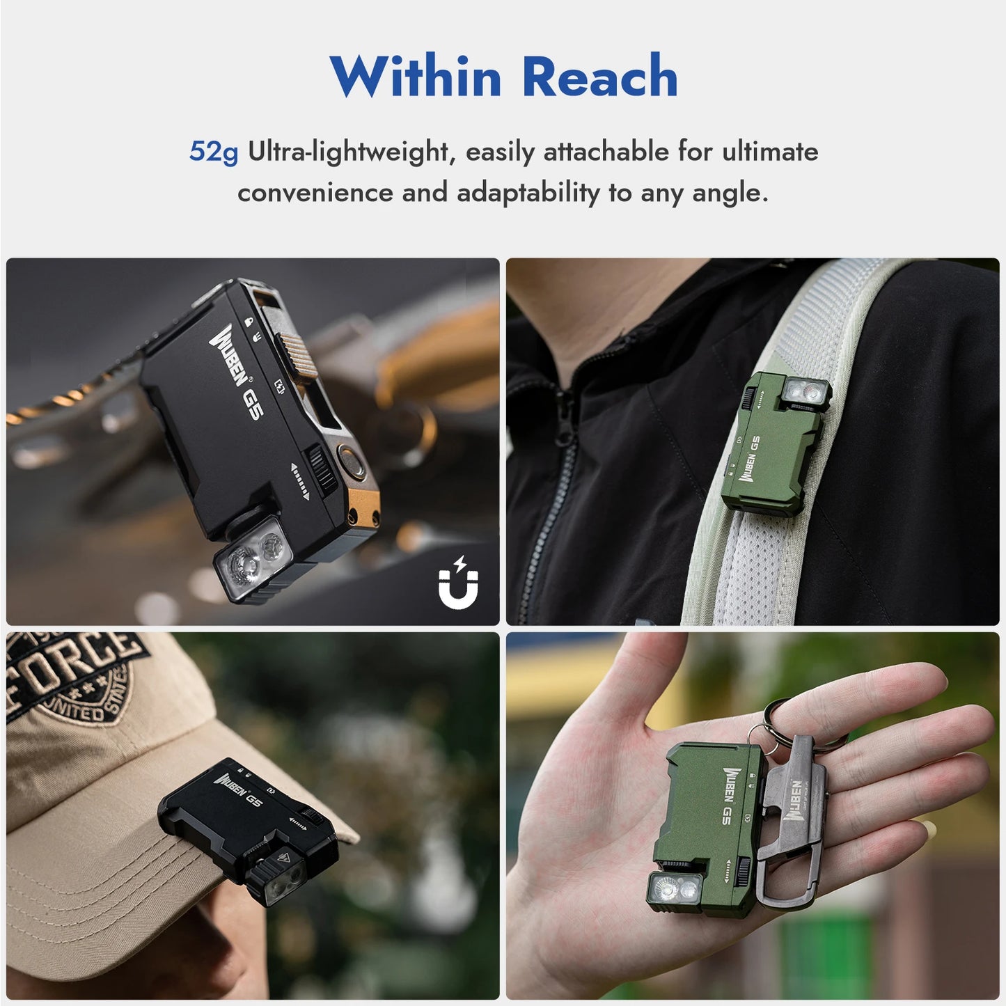 WUBEN G5 Rechargeable EDC Flashlight 400 Lumens RGB Dual Light