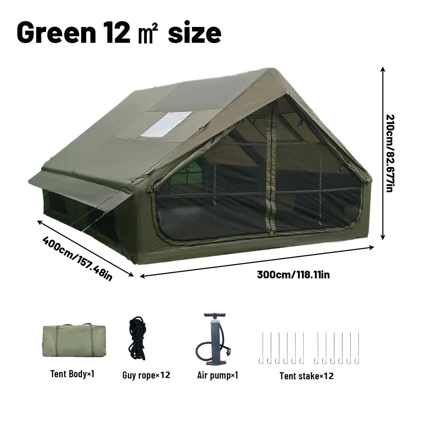 PAKICETUS Inflatable Tent With Skylight, Quick Setup Blow Up Tents With Pump, 4-6 PersonOutdoor Family Luxury Tent