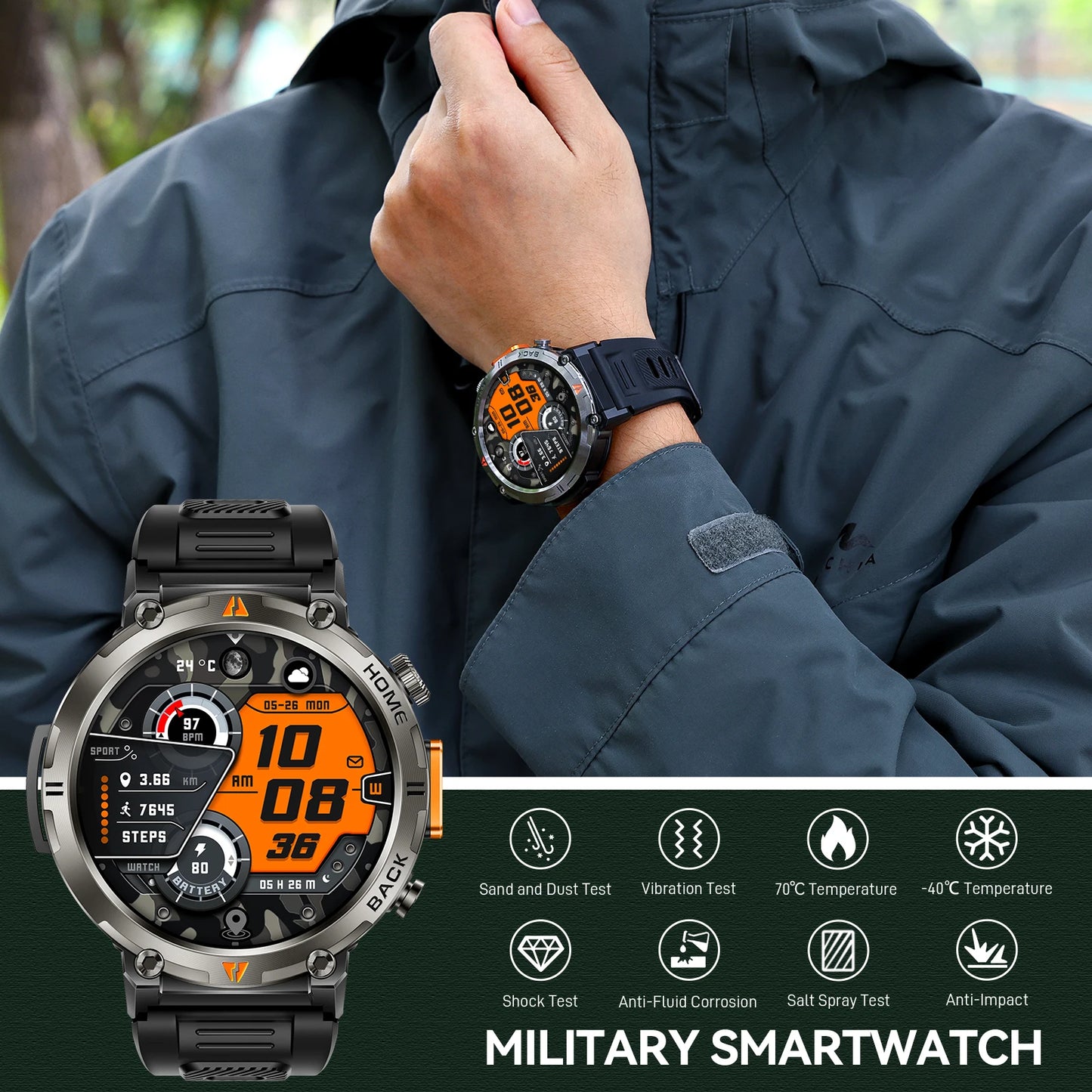 EIGIIS KE3 2025 Bluetooth Call Smartwatch For Men Touch Screen Health Monitor