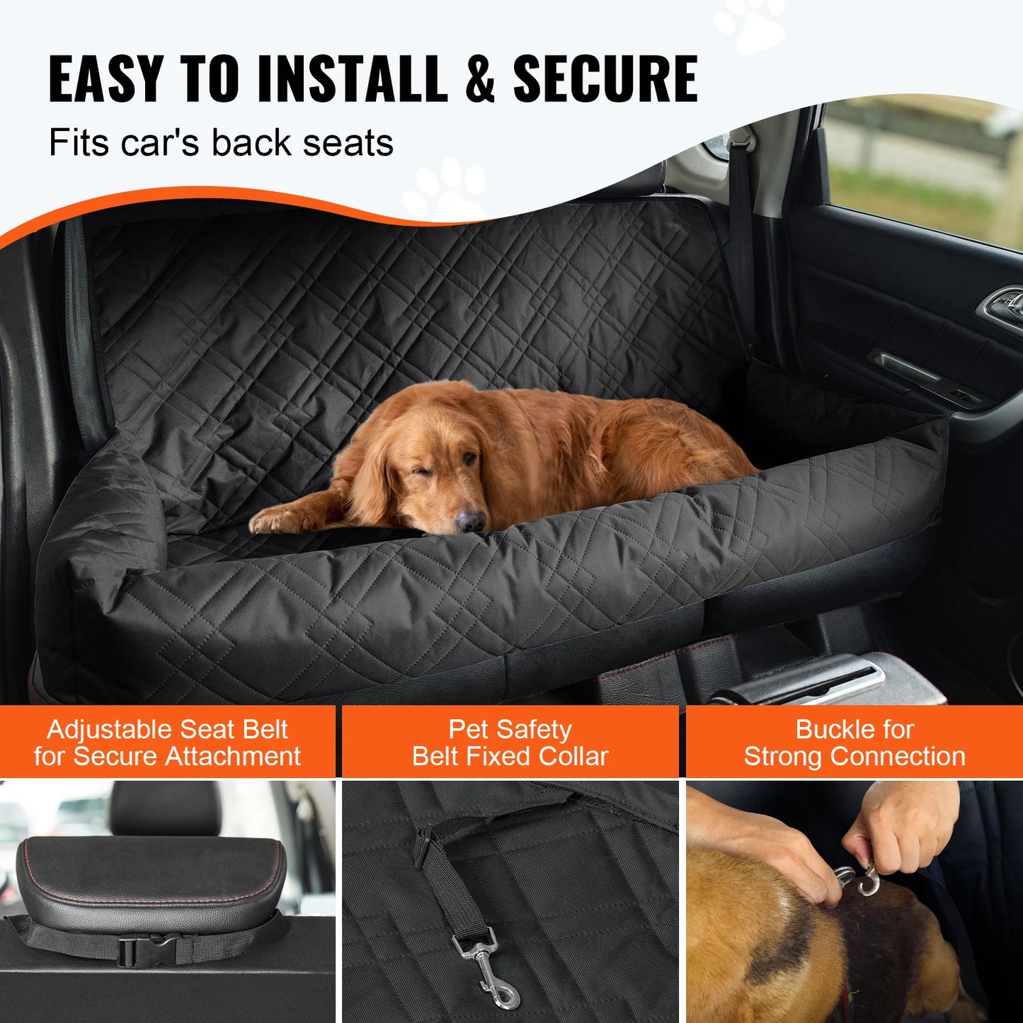 SucceBuy Waterproof Dog Car Seat Booster For Medium To Large Dogs