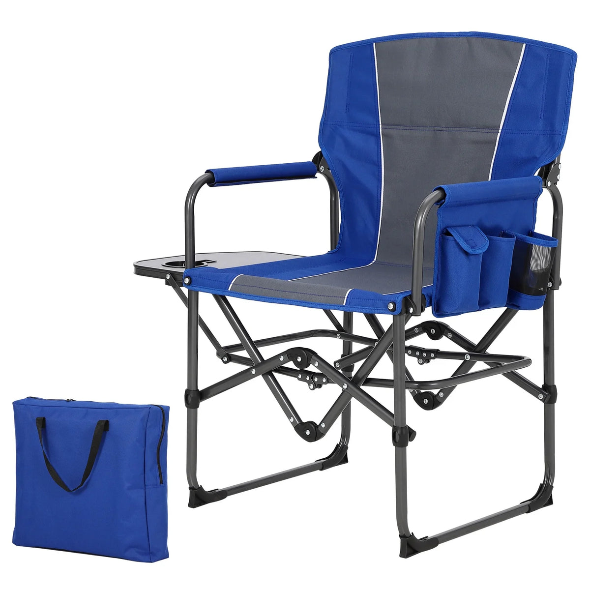 HiMISS 400 Lb Oversized Folding Directors Chair With Side Table