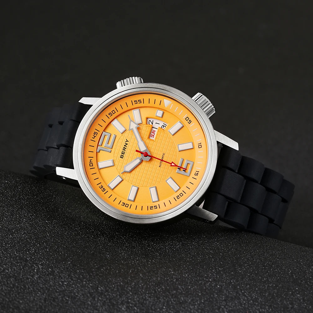 You’ll experience performance and timeless style with the BERNY 20ATM Diver Automatic Mechanical Watch, built to perform wherever you go.
