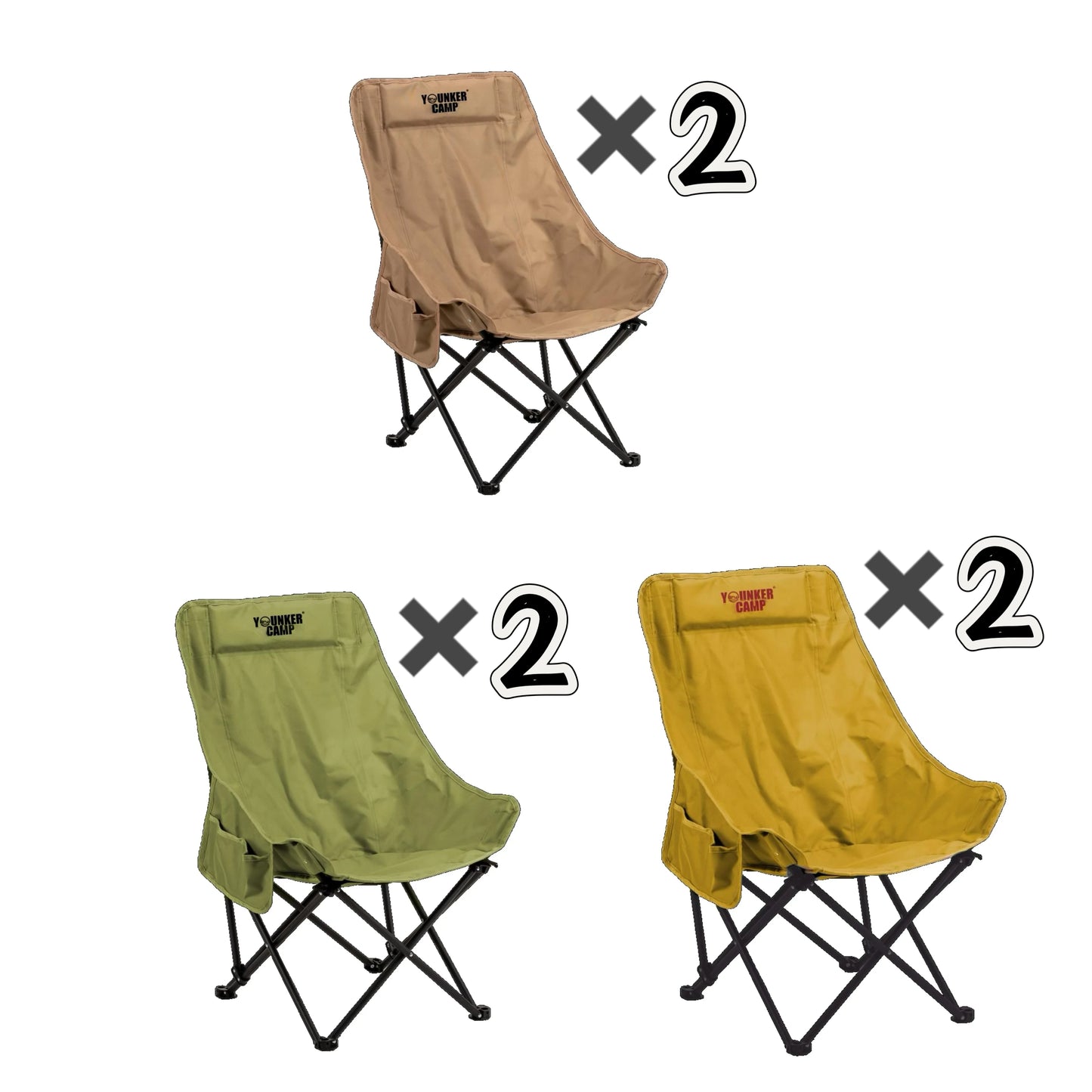 2PC Outdoor Camping Chair Folding Material Saving Space High Back Design Comfortable Ergonomic Fit Lightweight and Durable