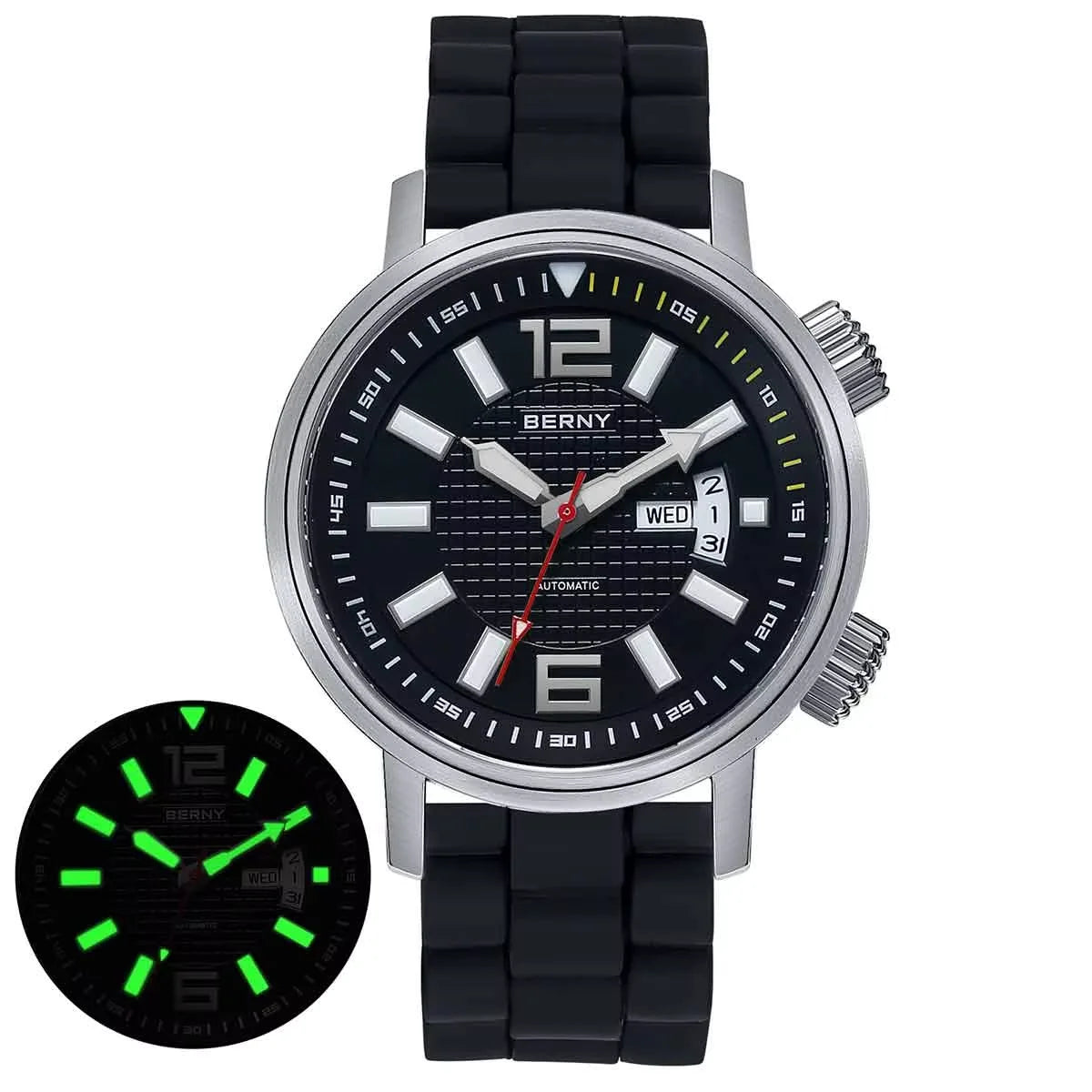 BERNY 20ATM Diver Mechanical Watch For Men Super Luminous Sapphire Automatic