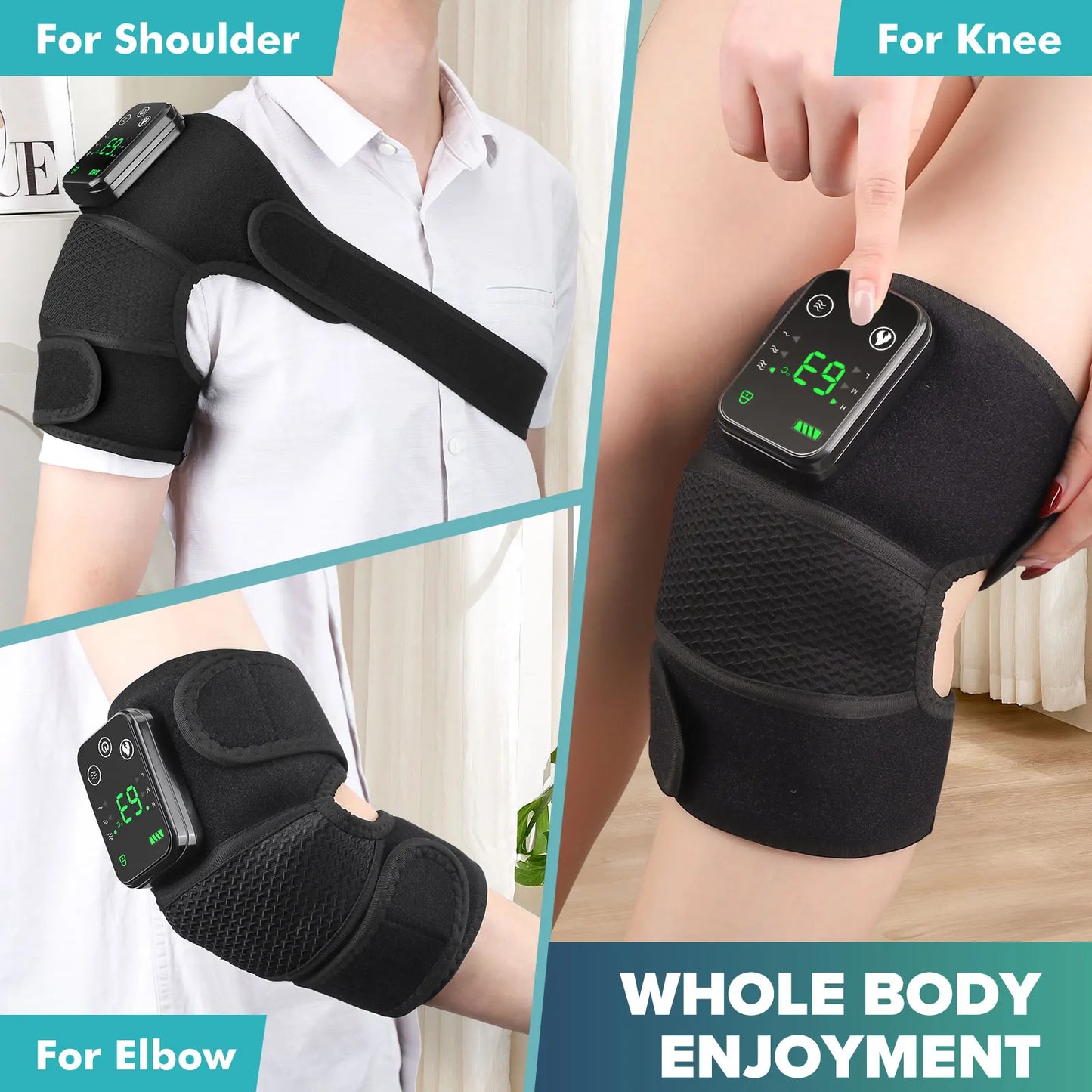 Experience targeted relief for your knees and joints with the Intelligent Electric Heating Knee Protection Massage device, a versatile wrap that combines warm therapy and gentle vibration for everyday comfort.