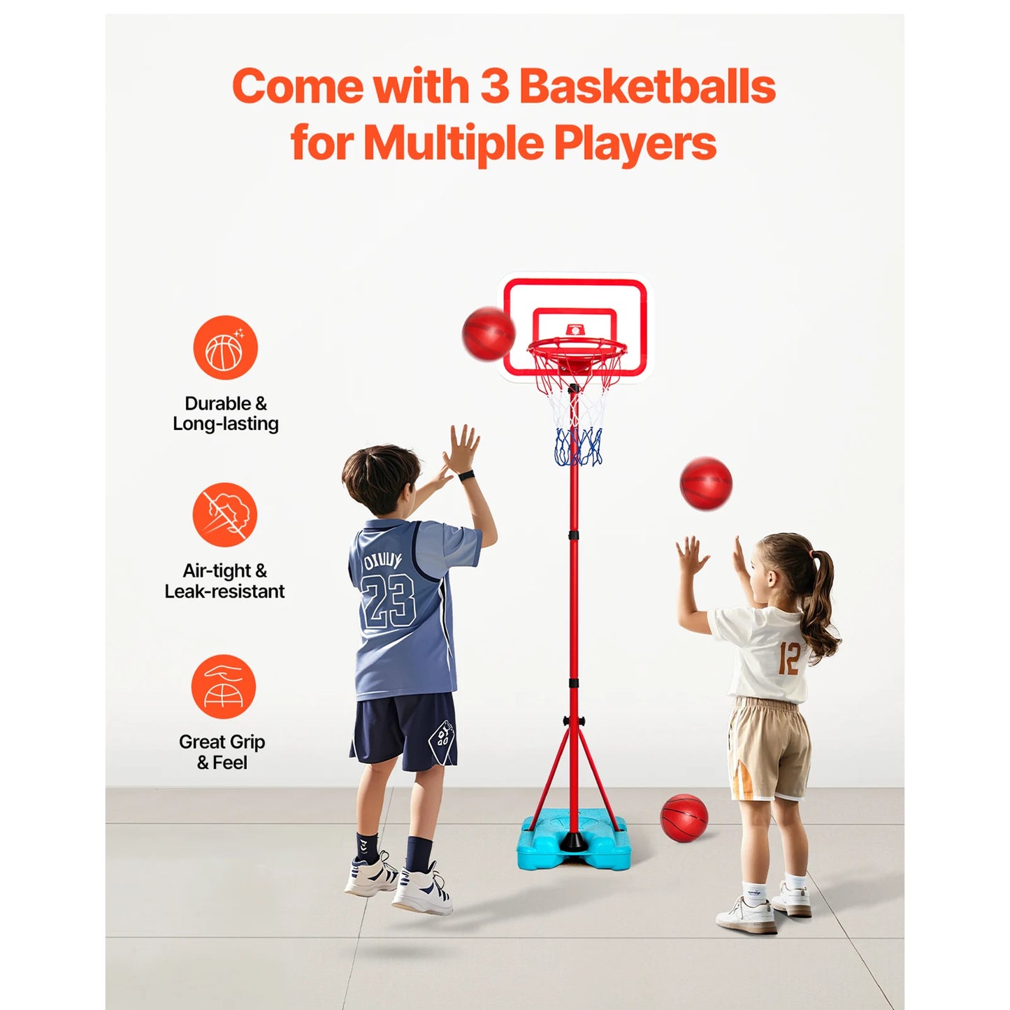 SucceBuy Toddler Adjustable Basketball Hoop 104 To 190 Cm For Kids Outdoor