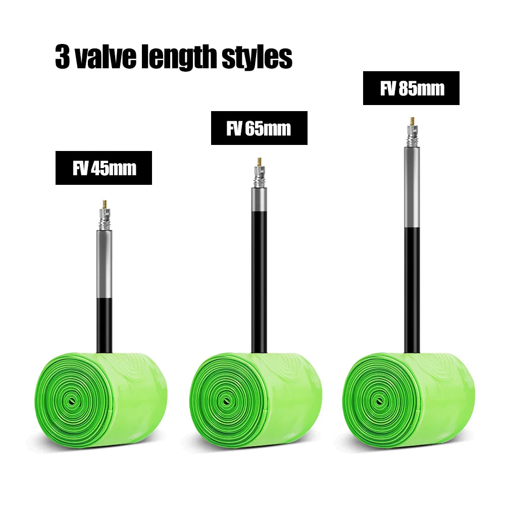 2 pcs CYCLAMI TPU Material Ultralight 30g Bike Inner Tube 700C 18 32 Road Bicycle Tire 45 65 85 mm Length French Valve FV Green