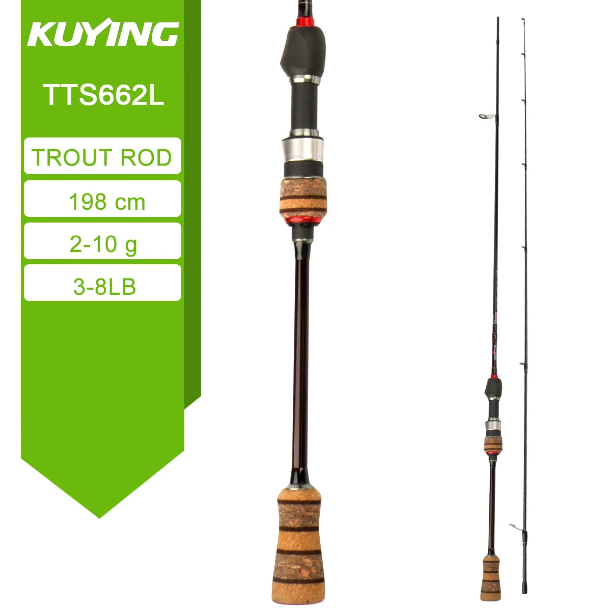 Experience featherweight sensitivity and rapid response with Kuying's Teton L Ul Sul carbon rod, designed for you to make ultralight lures and precise casts across lakes and rivers.