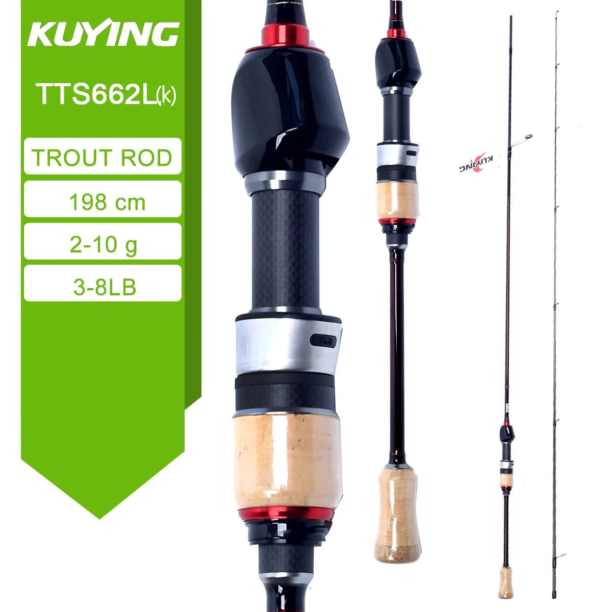 Experience featherweight sensitivity and rapid response with Kuying's Teton L Ul Sul carbon rod, designed for you to make ultralight lures and precise casts across lakes and rivers.