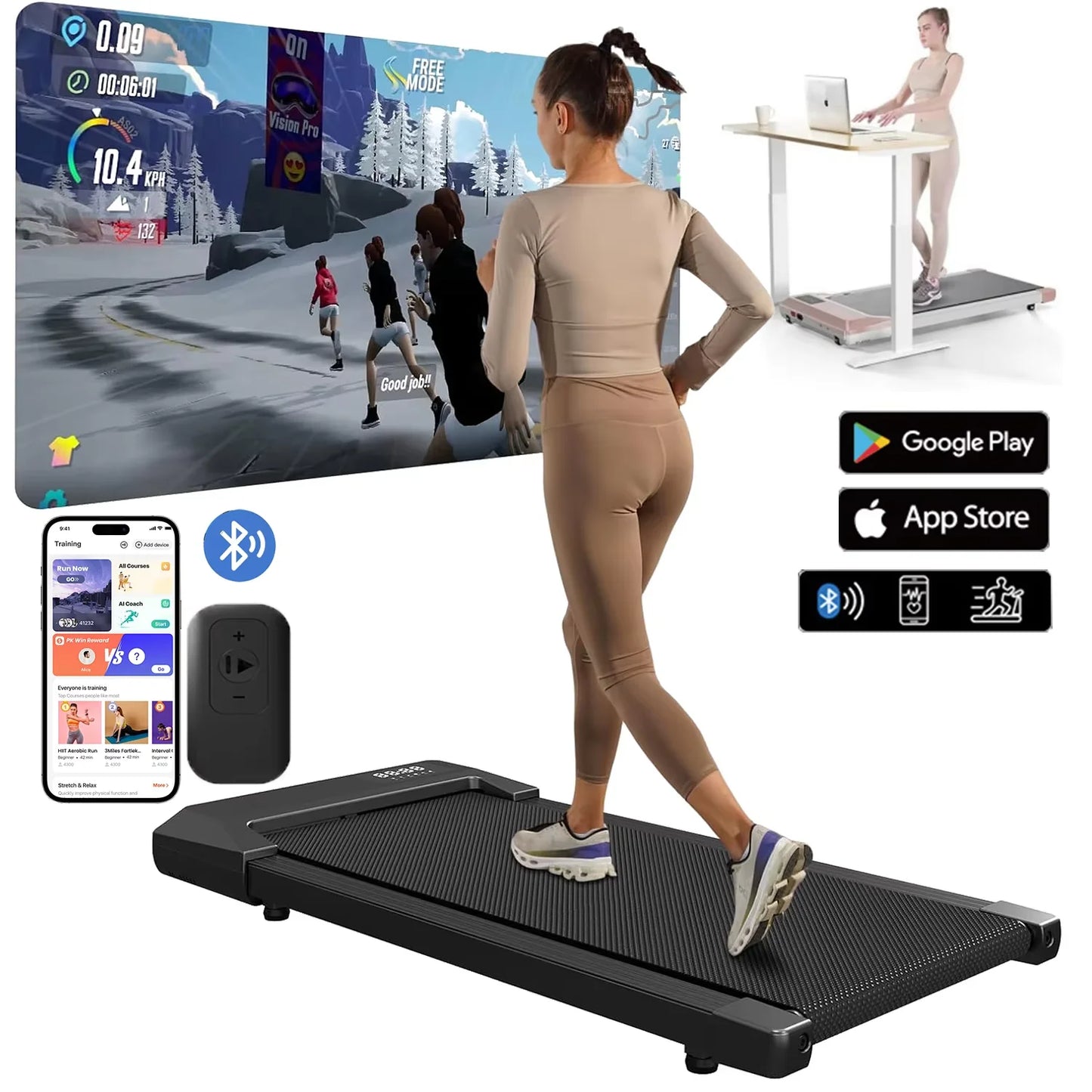 NONED 2.5 HP Treadmill For Home Use 300 Lb Capacity 2in1 Walking Running