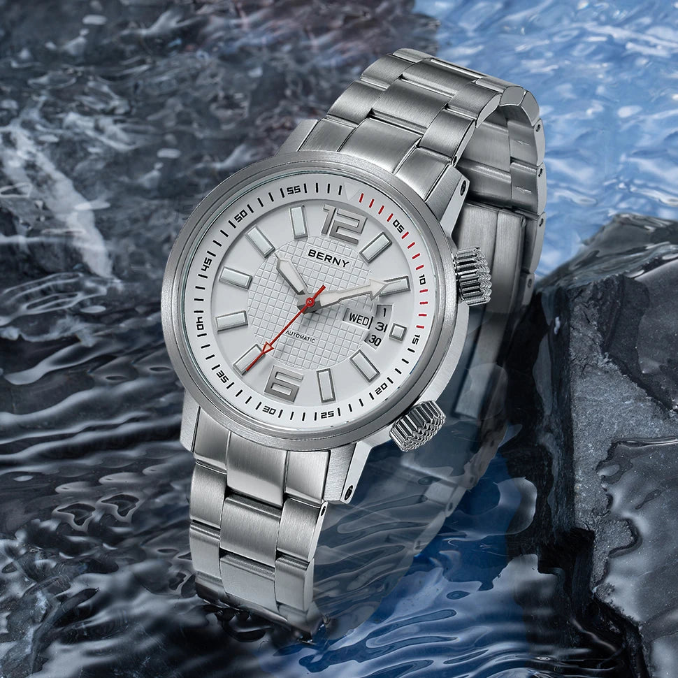 BERNY 20ATM Diver Mechanical Watch For Men Super Luminous Sapphire Automatic