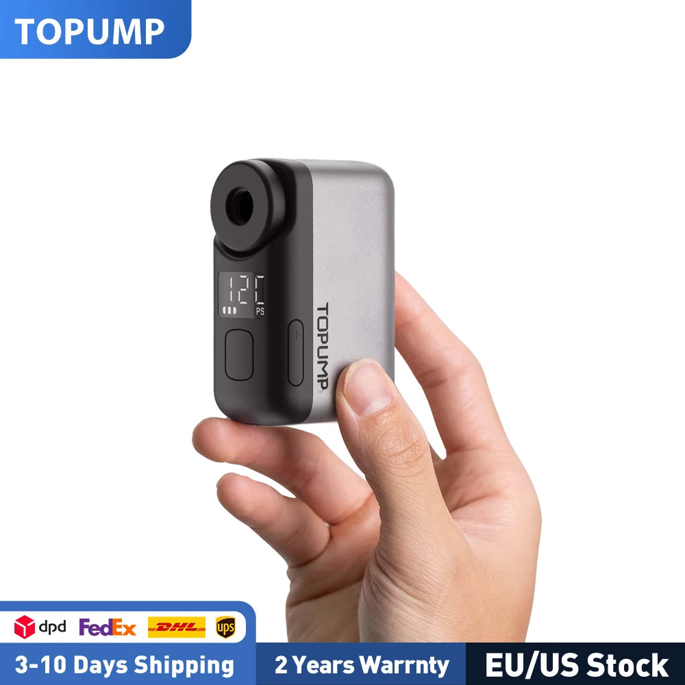 Power up your rides with the Topump TB2 PRO Electric Mini Portable Pump for quick, cordless tire inflation.