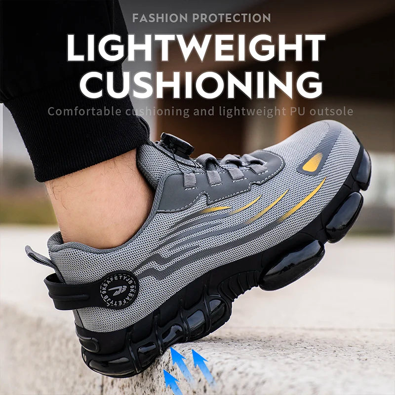 Breathable Lace Free Soft Sole Safety Shoes For Men Anti Smash And Puncture