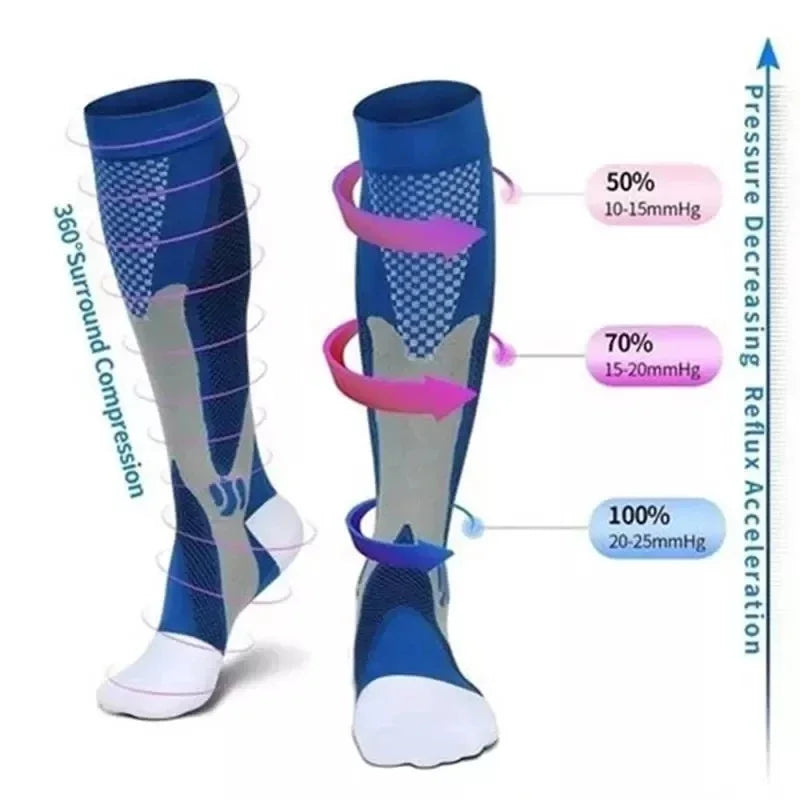 Experience all-day comfort and performance with knee-high compression socks from Brand NONE, designed for you as an athlete and everyday mover, with soft yet supportive fabric that improves your circulation and speeds recovery after workouts.