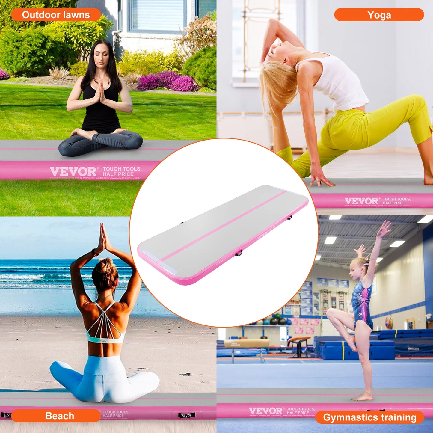 SucceBuy 10/13/16ft Gymnastics Air Mat 4inch Thickness Tumbling Mat Inflatable Gymnastics Training Mats for Home/Gym/Training