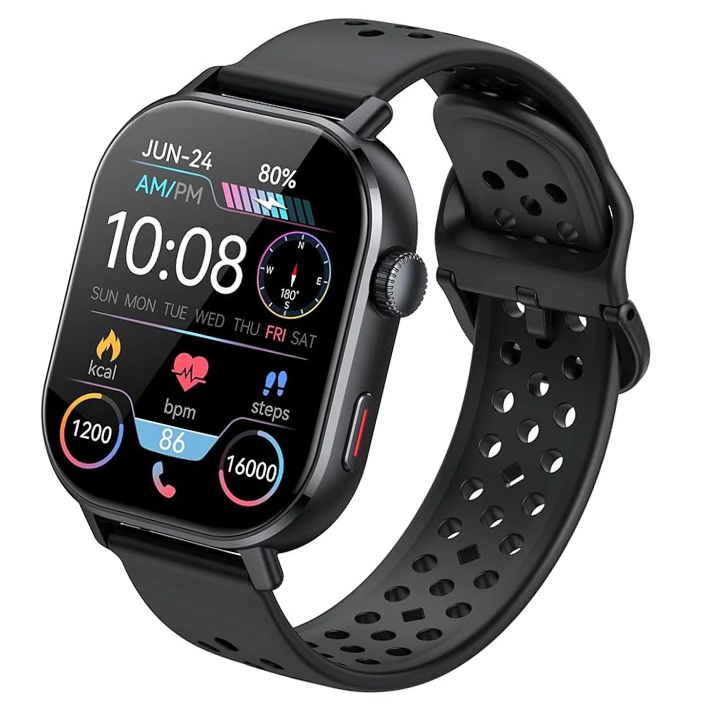 【2026 NEW】Smart Watch Men 2.06" AMOLED Always-On Display GPS Bluetooth Call 5ATM Waterproof 100+ Sports Heart Rate SpO2 Monitor Altimeter Compass 7-10 Day Battery Fitness Tracker for Android iOS