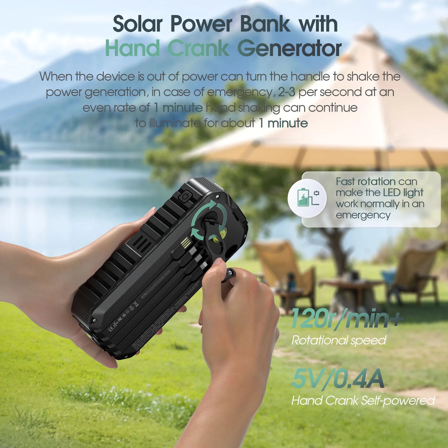 Power out or off the grid? This 40000mAh solar power bank keeps you charged on the go, with dependable power you can count on.