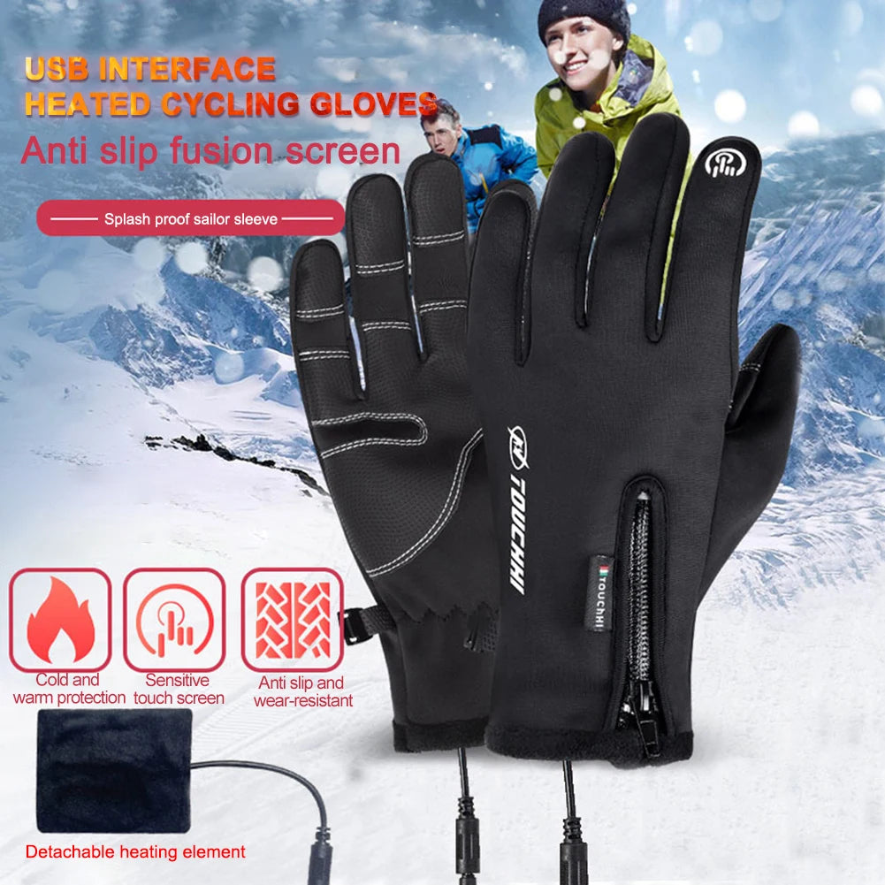APWIKOGERCN USB Heated Touch Screen Gloves Winter Outdoor Activities