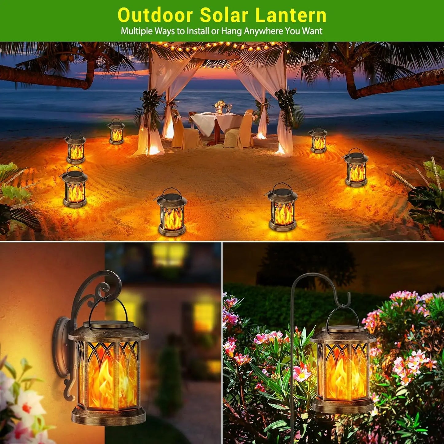 Elevate your evenings with KPSTEK's upgraded flickering flame solar lanterns.
