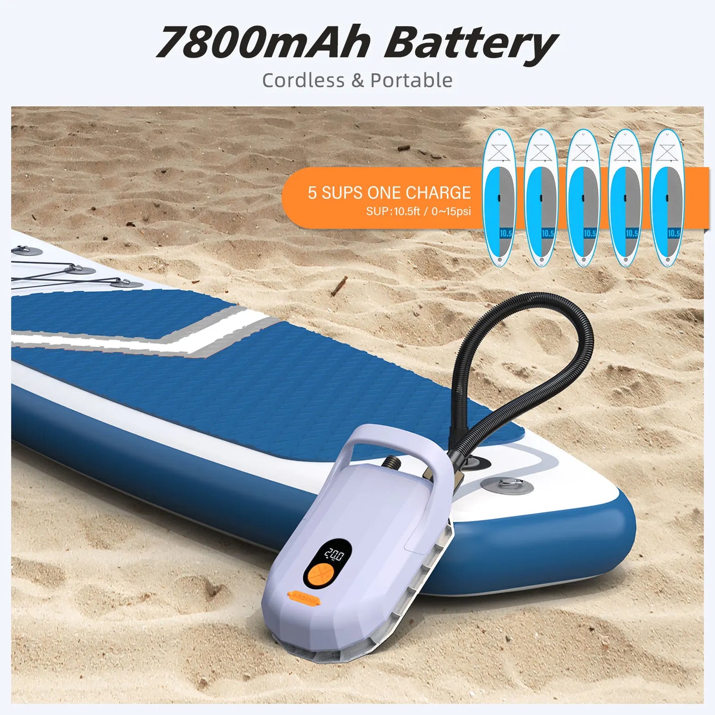 Power up your rides and keep your boards ready anywhere you go with the AIRBANK SUP Electric Air Pump, a compact, battery powered inflator designed for boards, kites, and essential outdoor sessions for reliable inflation during hikes, camps, or travel.