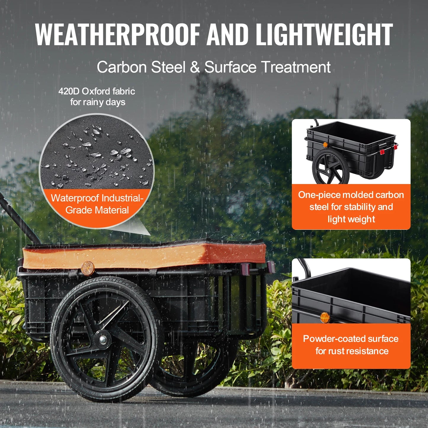 With SucceBuy, you transform your bike into a capable cargo hauler with this 88Lbs trailer.
