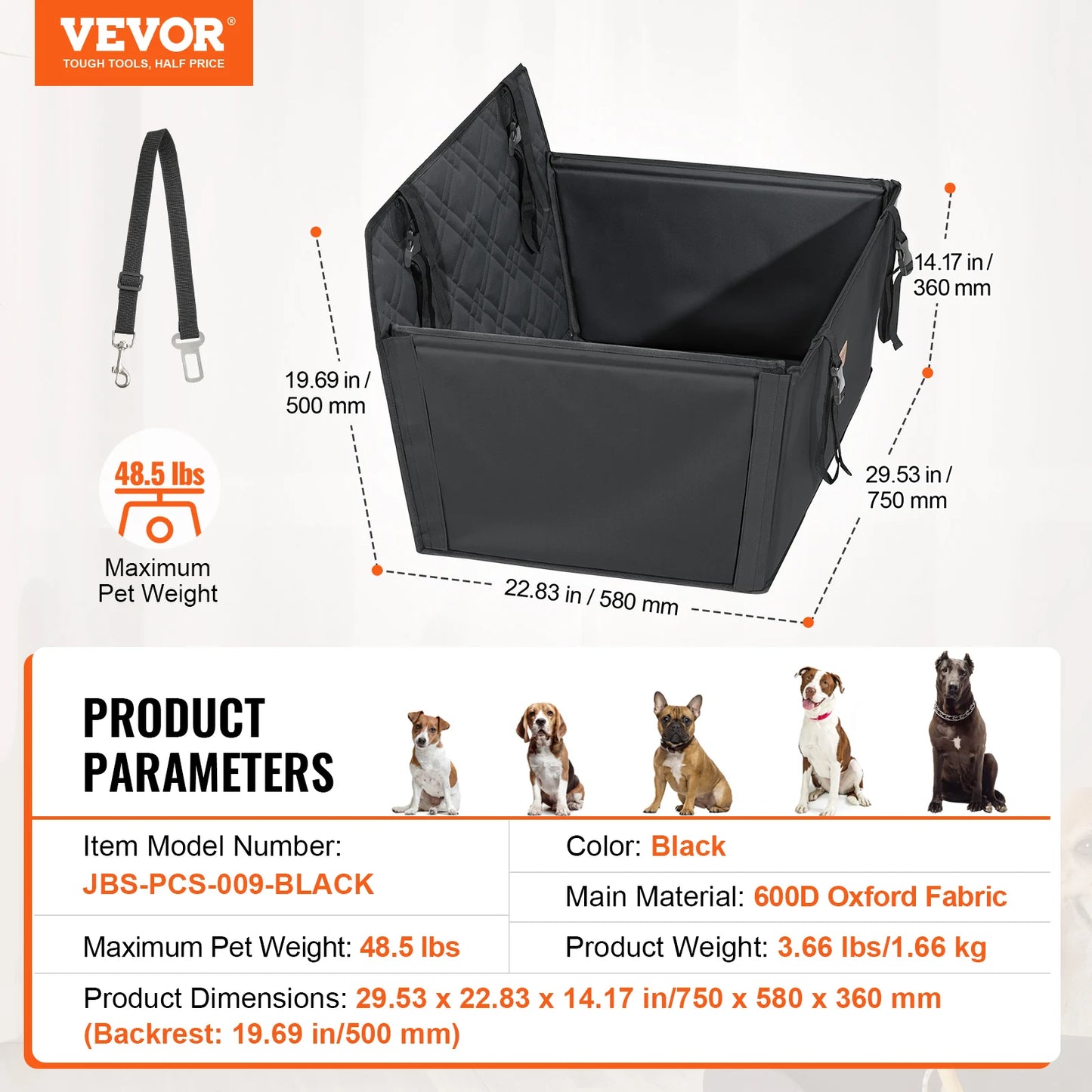 SucceBuy Waterproof Dog Car Seat Booster For Medium To Large Dogs