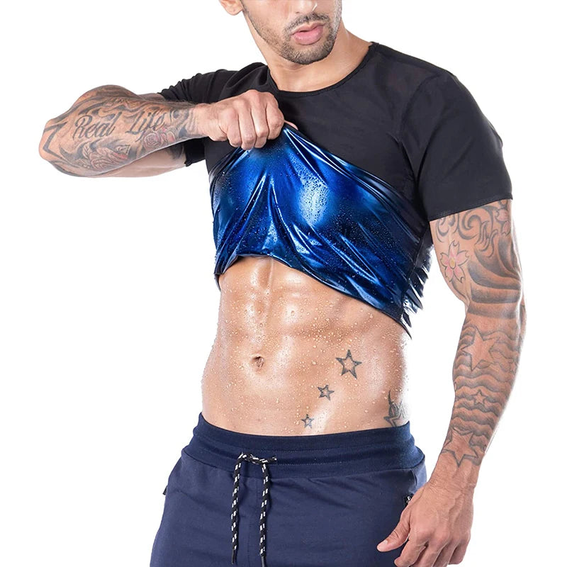 LILVIGORCN Men Sauna Compression Shirt Short Sleeve Body Shaper For Workout