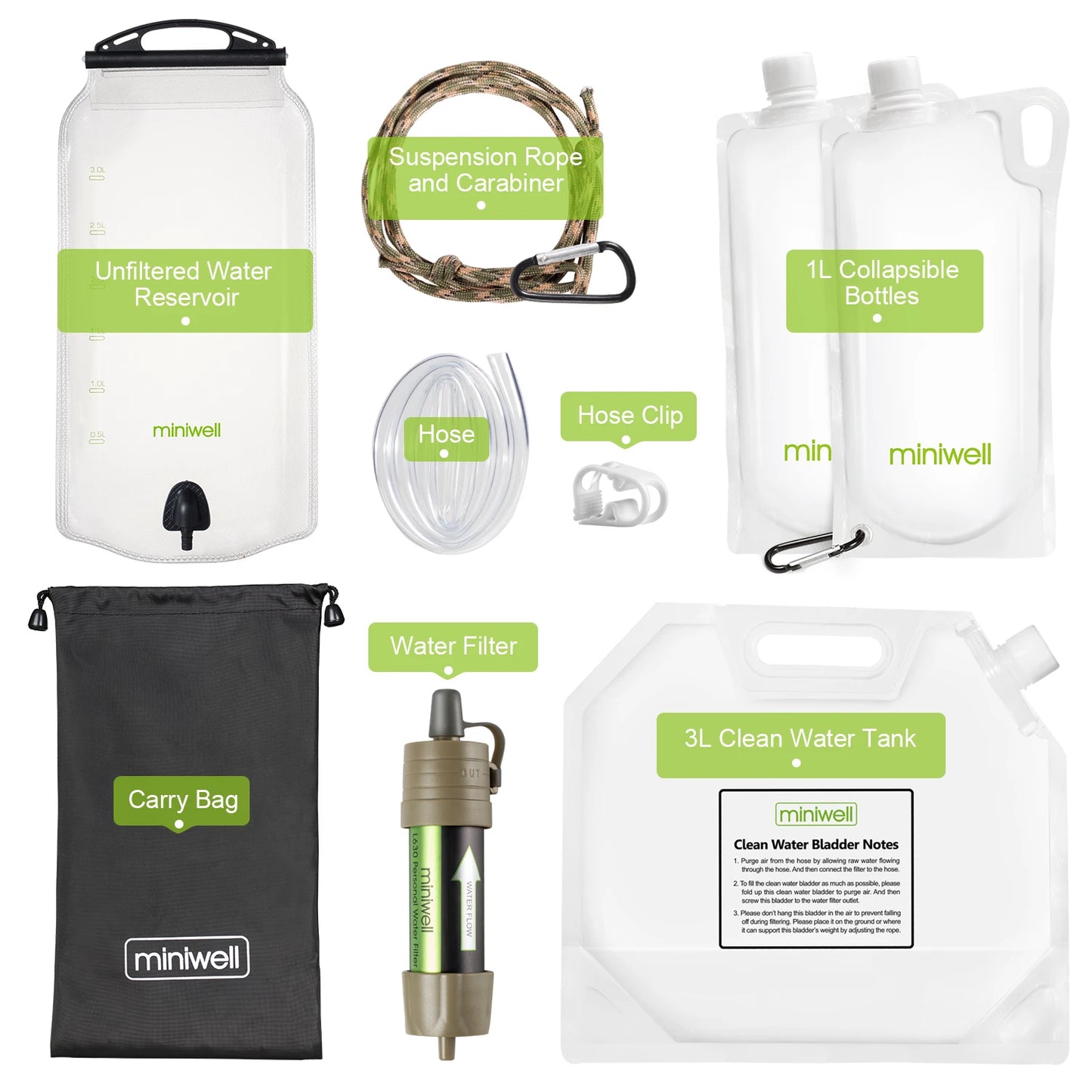 Stay prepared on every outdoor adventure with the Miniwell L630 Personal Camping Purification Water Filter Straw.